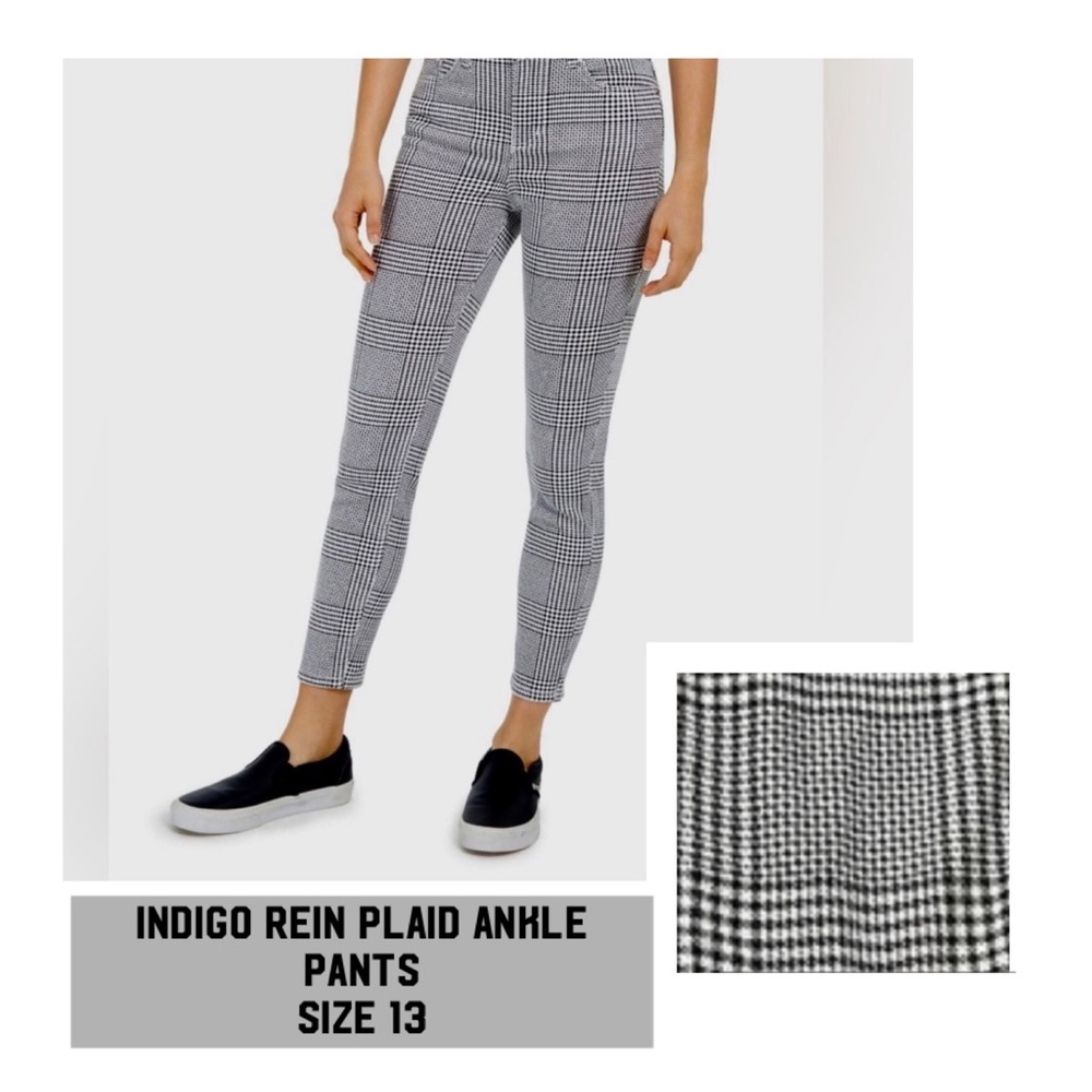 ❤️New Indigo rein high-rise plaid ankle jeans with stretch size 13❤️ - Picture 2 of 12